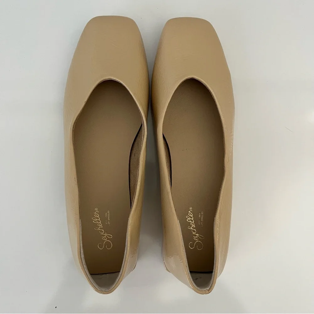 SEYCHELLES Penny V Square Toe Ballet Flat In Beige NEW - Picture 8 of 13
